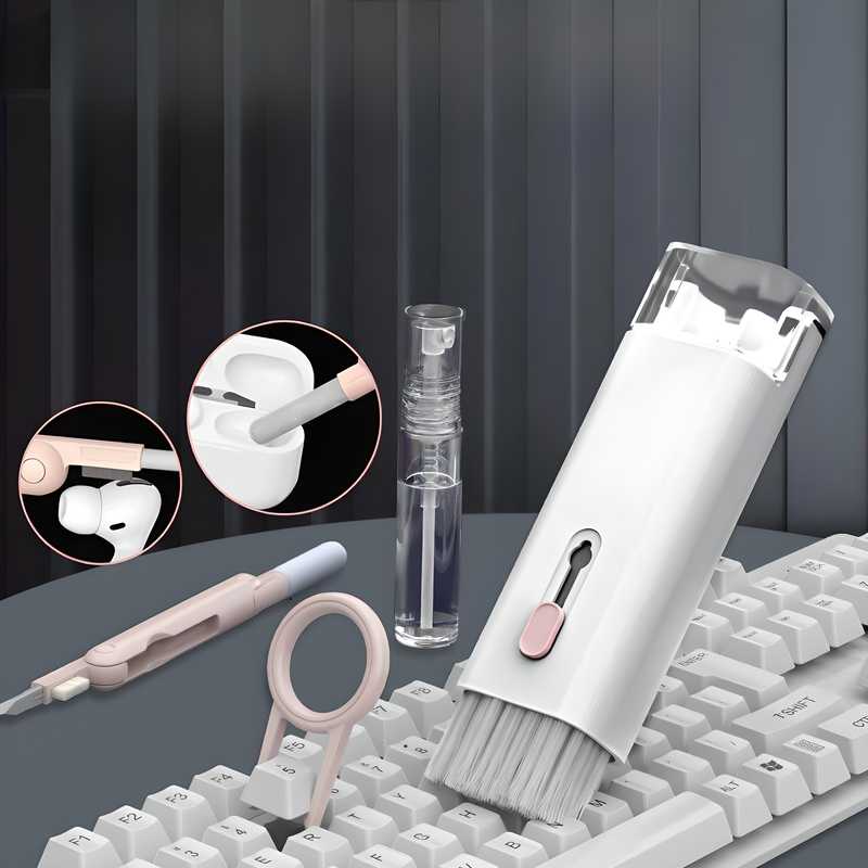 7 in 1 Multi-Function Laptop Cleaning Brush,Keyboard Cleaning kit,Gadget Cleaning kit Duster Key-Cap Puller for Laptop,Monitor,Keyboard and Earphones with Spray Bottle